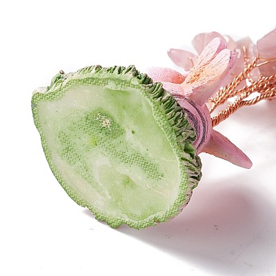 Natural Rose Quartz Chips & Resin Pedestal Display Decorations DJEW-A001-03D-1