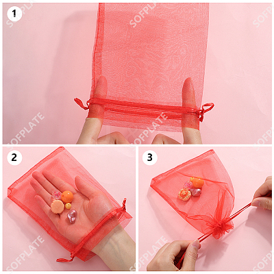 100Pcs Organza Bags Jewellery Storage Pouches Wedding Favour Party Mesh Drawstring Gift OP-SP0001-01A-1