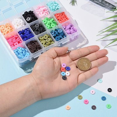 150G 15 Colors Handmade Polymer Clay Beads CLAY-JP0001-13-8mm-1
