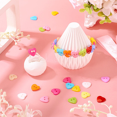150Pcs Acrylic Heart Buttons BUTT-TA0001-38-1