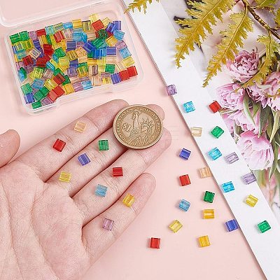 160Pcs 8 Colors 2-Hole Baking Paint Transparent Glass Seed Beads SEED-AR0001-27-1