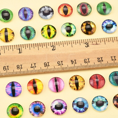 60Pcs Half Round with Eye Glass Cabochons GGLA-FS0001-16A-1