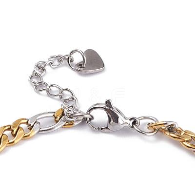 PVD Vacuum Plating 304 Stainless Steel Figaro Chain Bracelets BJEW-I295-07GP-1
