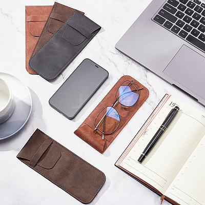 6Pcs 3 Colors PU Imitation Leather Glasses Case AJEW-NB0003-21-1
