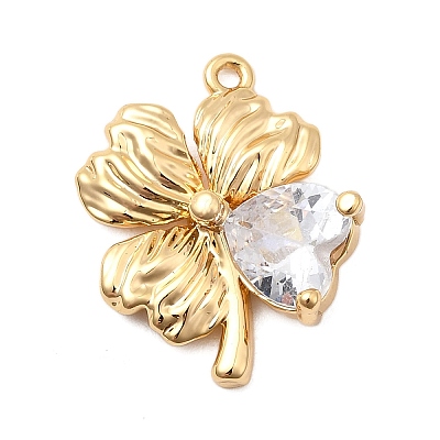 Brass Micro Pave Clear Cubic Zirconia Pendants KK-F916-38G-1