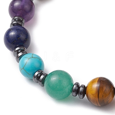 Natural & Synthetic Mixed Gemstone Beaded Stretch Bracelets for Women Men BJEW-JB11230-1