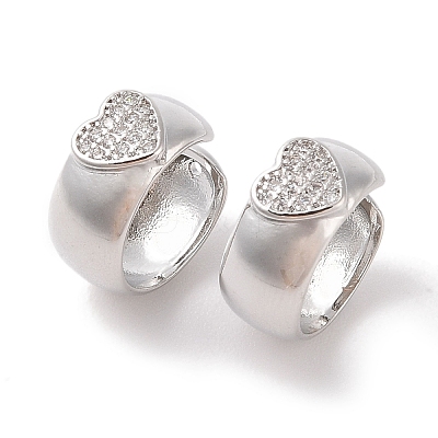 Brass Micro Pave Clear Cubic Zirconia Cuff Earrings for Women EJEW-I305-02P-1