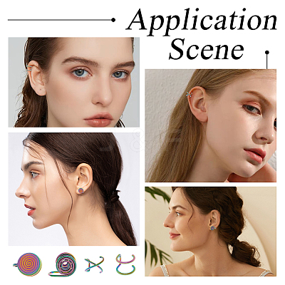 8Pcs 4 Styles Stainless Steel Cuff Earrings EJEW-HS0001-10MC-1