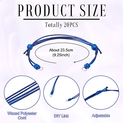 20Pcs Adjustable Korean Waxed Polyester Cord Bracelet Making BJEW-TAC0051-02-1