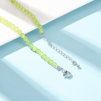 4MM Dyed Natural Green Jade Round Beaded Necklaces GG-CBAA808-04P-A-1