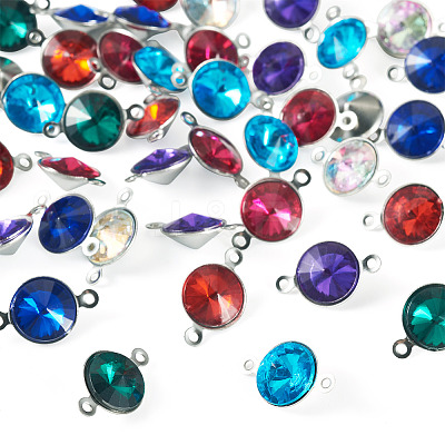 42Pcs 7 Colors Glass Cone Connector Charms STAS-TA0006-10-1
