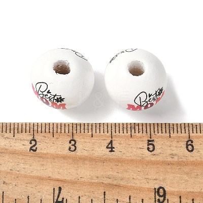 Mother's Day Theme Printed Wood European Beads WOOD-F016-10-1
