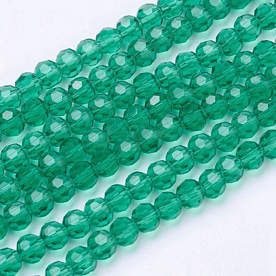 Faceted(32 Facets) Round Glass Beads Strands X-EGLA-J042-4mm-13-1