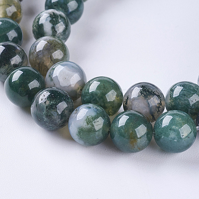 Natural Moss Agate Beads Strands G-L470-31-6mm-1