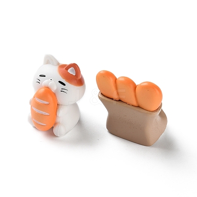 7Pcs Resin Cat with Bread Display Decoration AJEW-S037-03-1