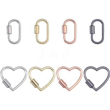 8Pcs 2 Styles 4 Colors Alloy Screw Carabiner Lock Charms FIND-DC0008-31A-1