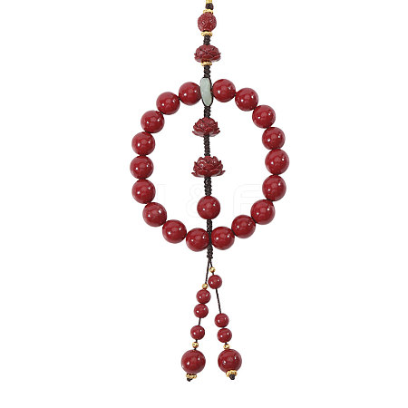 1Pc Cinnabar Round Beads Pendant Decorations HJEW-CA0001-77-1