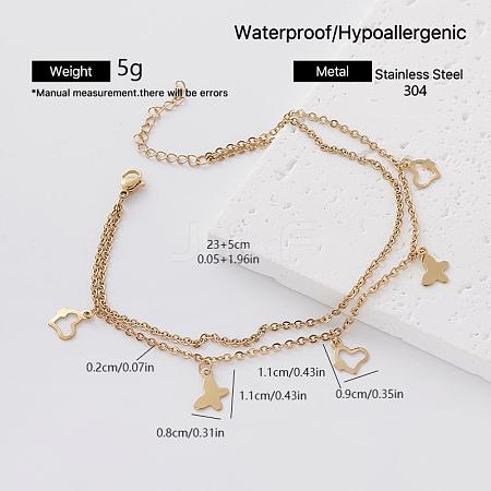 Summer Beach 304 Stainless Steel Charm Anklets for Women UX9866-6-1