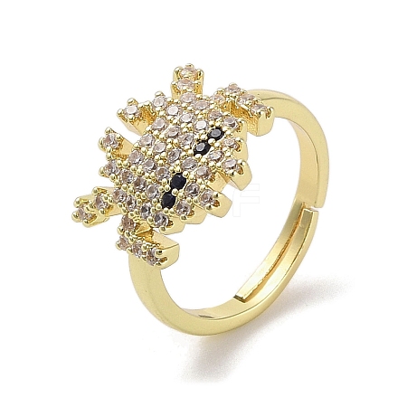 Golden Brass Pave Cubic Zirconia Adjustable Rings RJEW-M170-05G-01-1