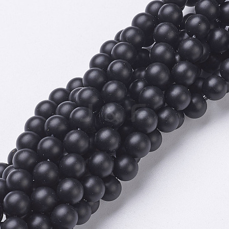 Natural Black Agate Beads Strands X-G-D543-6mm-1