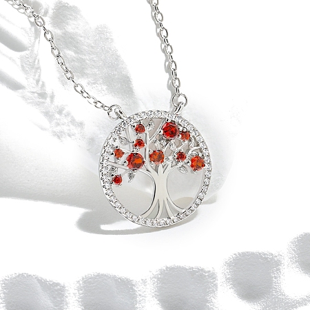 Boho Brass Cubic Zirconia Tree of Life Pendant Cable Chain Necklaces for Women PW-WG4EE67-03-1