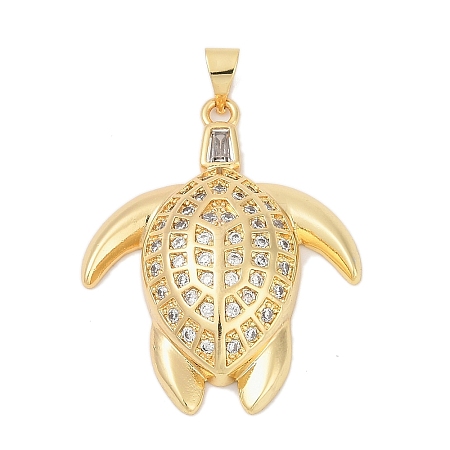 Brass Micro Pave Cubic Zirconia Pendants X-KK-A241-09G-1