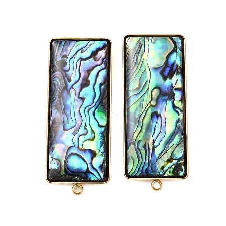 304 Stainless Steel Pave Natural Paua Shell Stud Earring Findings STAS-Z125-04G-1