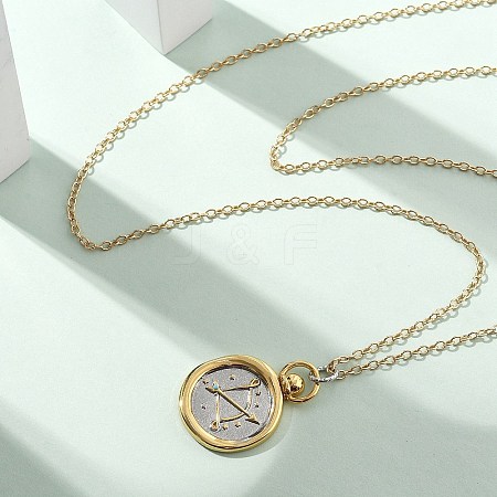Brass Twelve Constellations Tarot Pendant Necklaces NJEW-Q006-01K-G-1