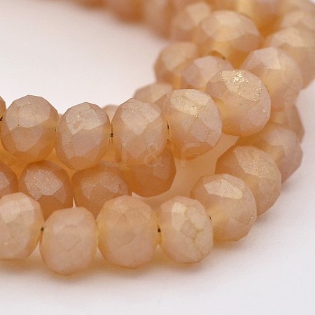 Full Rainbow Plated Faceted Rondelle Glass Beads Strands EGLA-J054-4x3mm-FR01-1