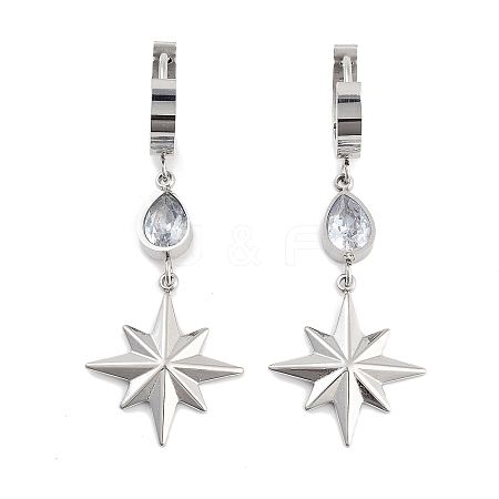 Star 304 Stainless Steel Dangle Earrings EJEW-L283-057P-1