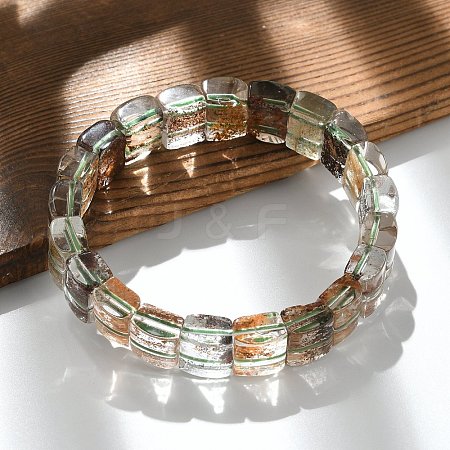 Natural Lodolite Quartz Bead Stretch Bracelets for Women Men BJEW-C097-01-1