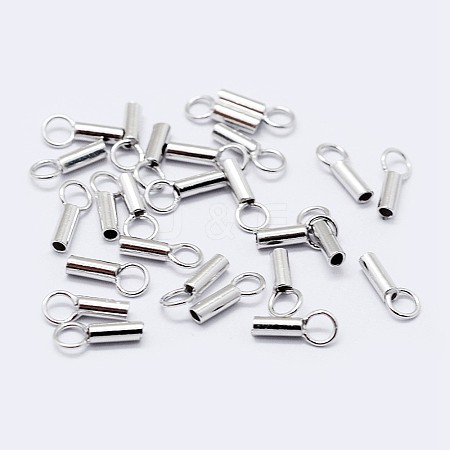 Anti-Tarnish Rhodium Plated 925 Sterling Silver Cord Ends STER-F036-21P-2.5mm-1