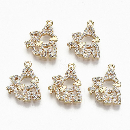 Brass Micro Pave Clear Cubic Zirconia Pendants RJEW-T063-74G-NF-1