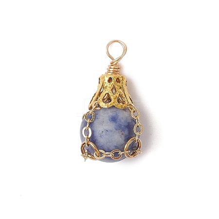 Natural Blue Spot Jasper Pendants PALLOY-JF03396-04-1