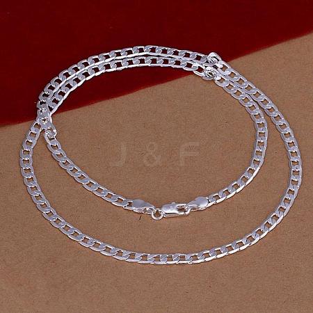 Popular Silver Color Plated Brass Curb Chain Necklaces For Men NJEW-BB12724-28-1
