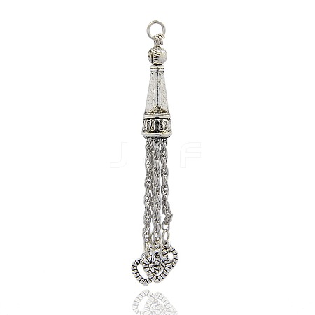 Tibetan Style Alloy Tassels Big Pendants Mobile Accessories Findings PALLOY-J493-07AS-1