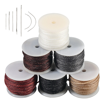6 Rolls 6 Colors Flat Waxed Polyester Cord YC-CY0001-03-1