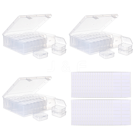 3 Bags Rectangle Plastic Organizer Storage Boxes with 30Pcs Mini Square Nail Art Small Items Cases and 168Pcs Label Printer Paper CON-DR0001-08-1