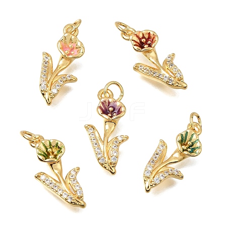 Brass Micro Pave Clear Cubic Zirconia Pendants CU-G605-18G-1