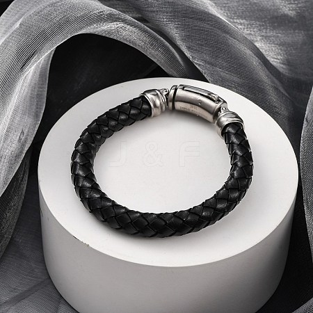 Leather Braided Cord Bracelets AJEW-Q003-01A-1