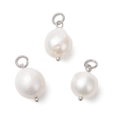 Natural Baroque Pearl Keshi Pearl Pendants PALLOY-JF04627-02-1
