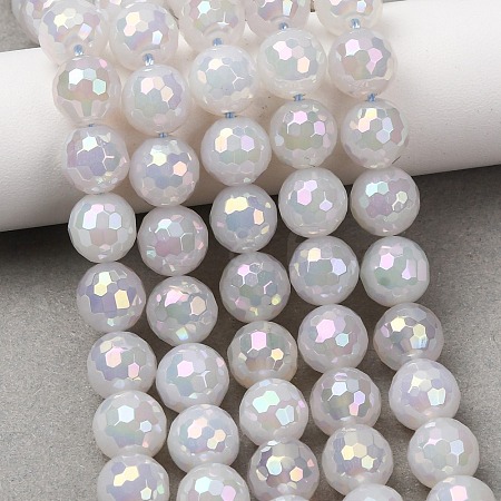 Electroplated Natural Agate Beads Strands G-B191-A07-10mm-01-1