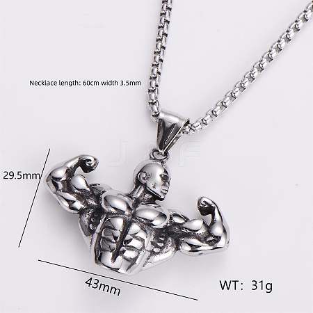 Gothic 316 Surgical Stainless Steel Pendant Box Chain Necklaces for Men ZF3615-8-1