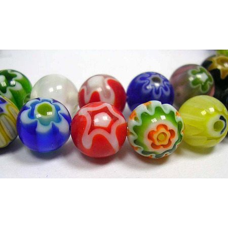 Handmade Millefiori Glass Beads Strands X-LK04-1