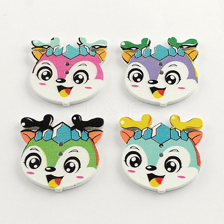 2-Hole Printed Wooden Buttons BUTT-R031-153-1
