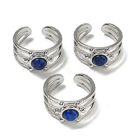 Natural Lapis Lazuli Adjustable Rings RJEW-K269-10P-08-1