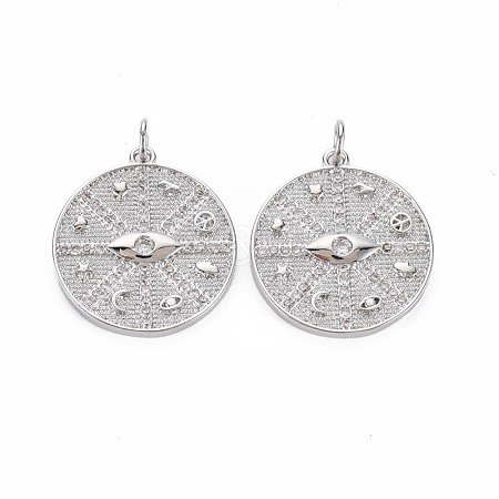 Brass Micro Pave Clear Cubic Zirconia Pendants KK-S356-695-1