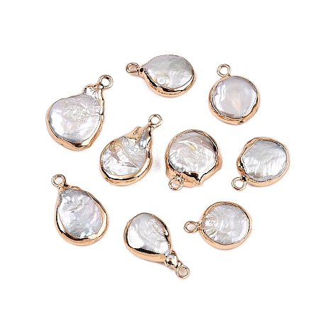 Electroplated Natural Keshi Pearl Teardrop Pendants PEAR-S018-02K-01-1