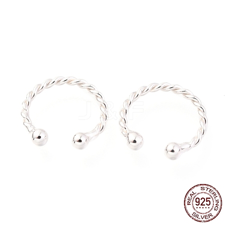 Rhodium Plated 925 Sterling Silver Cuff Earrings EJEW-H124-10P-1