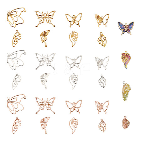 48Pcs 8 Style Alloy Open Back Bezel Pendants FIND-CW0001-13-1